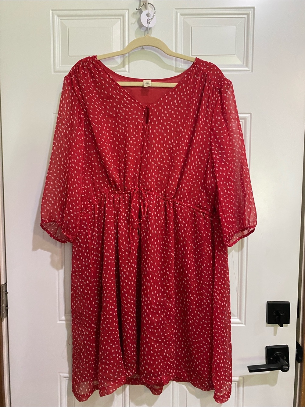 Old Navy Red Dot Tie-Front Midi Dress